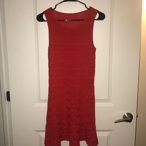 Bright red mini dress